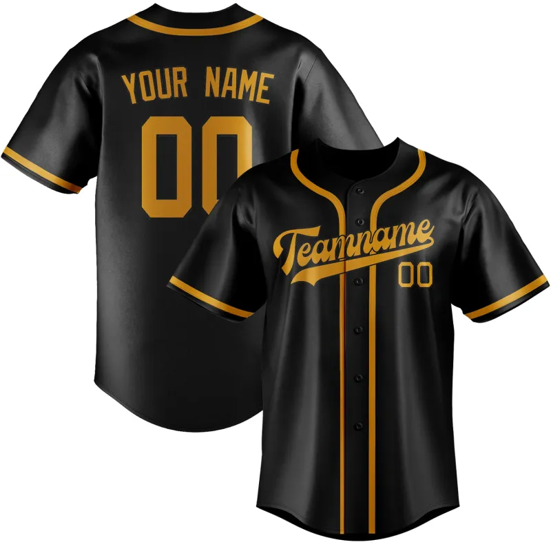 Custom Black Yellow Baseball Jersey made by Tailorly