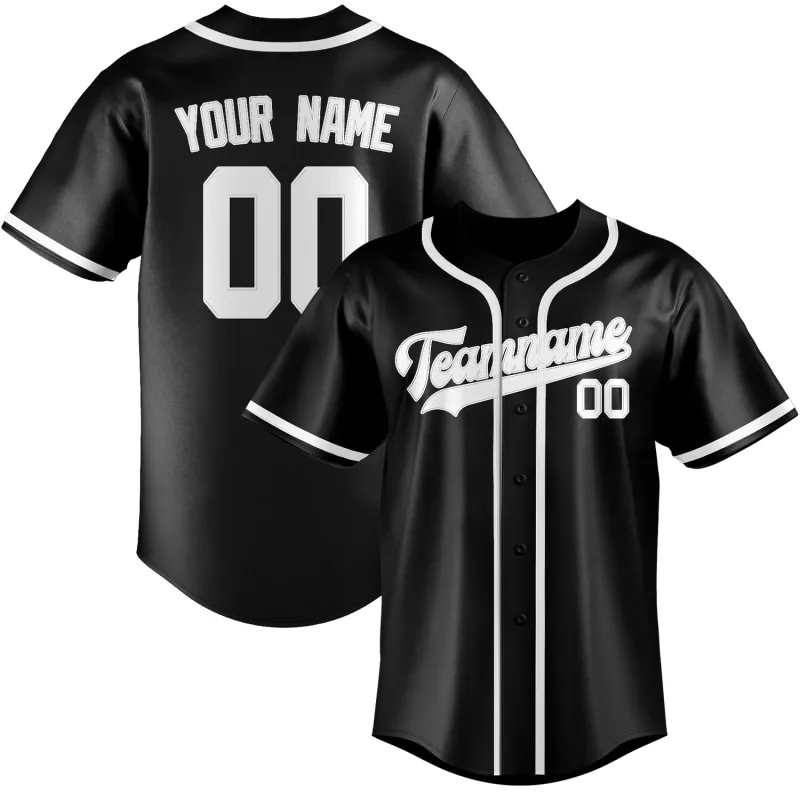 Custom Black White Baseball Jersey made by Tailorly
