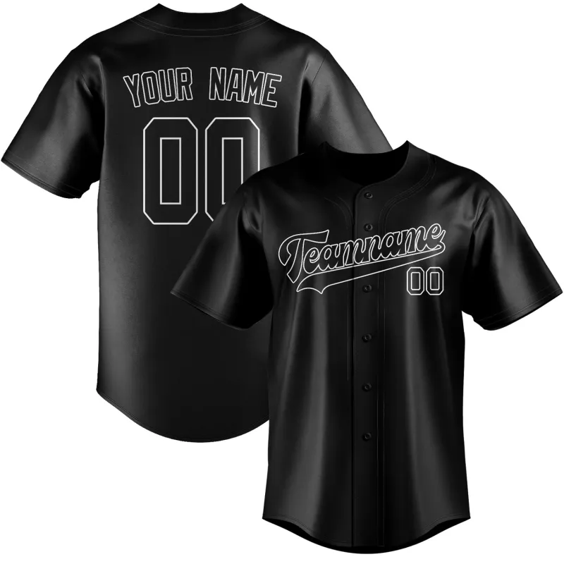 Custom Black Black Baseball Jersey made by Tailorly