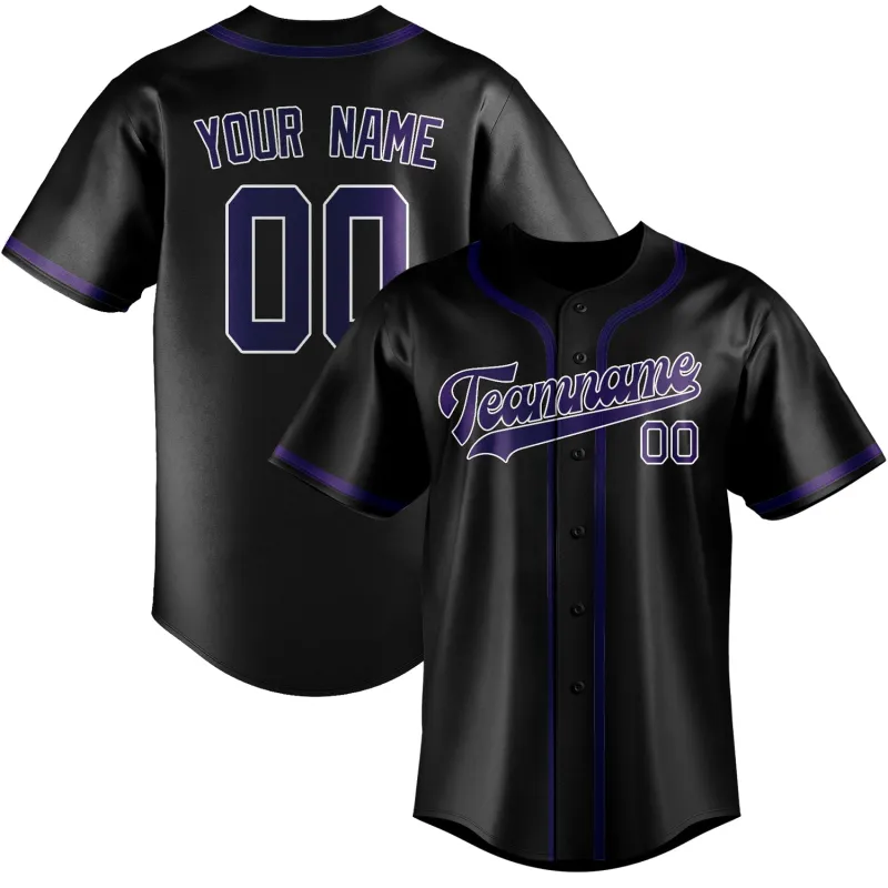 Custom Black Purple Baseball Jersey made by Tailorly