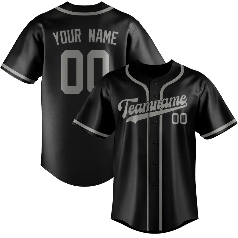 Custom Black Gray Baseball Jersey made by Tailorly
