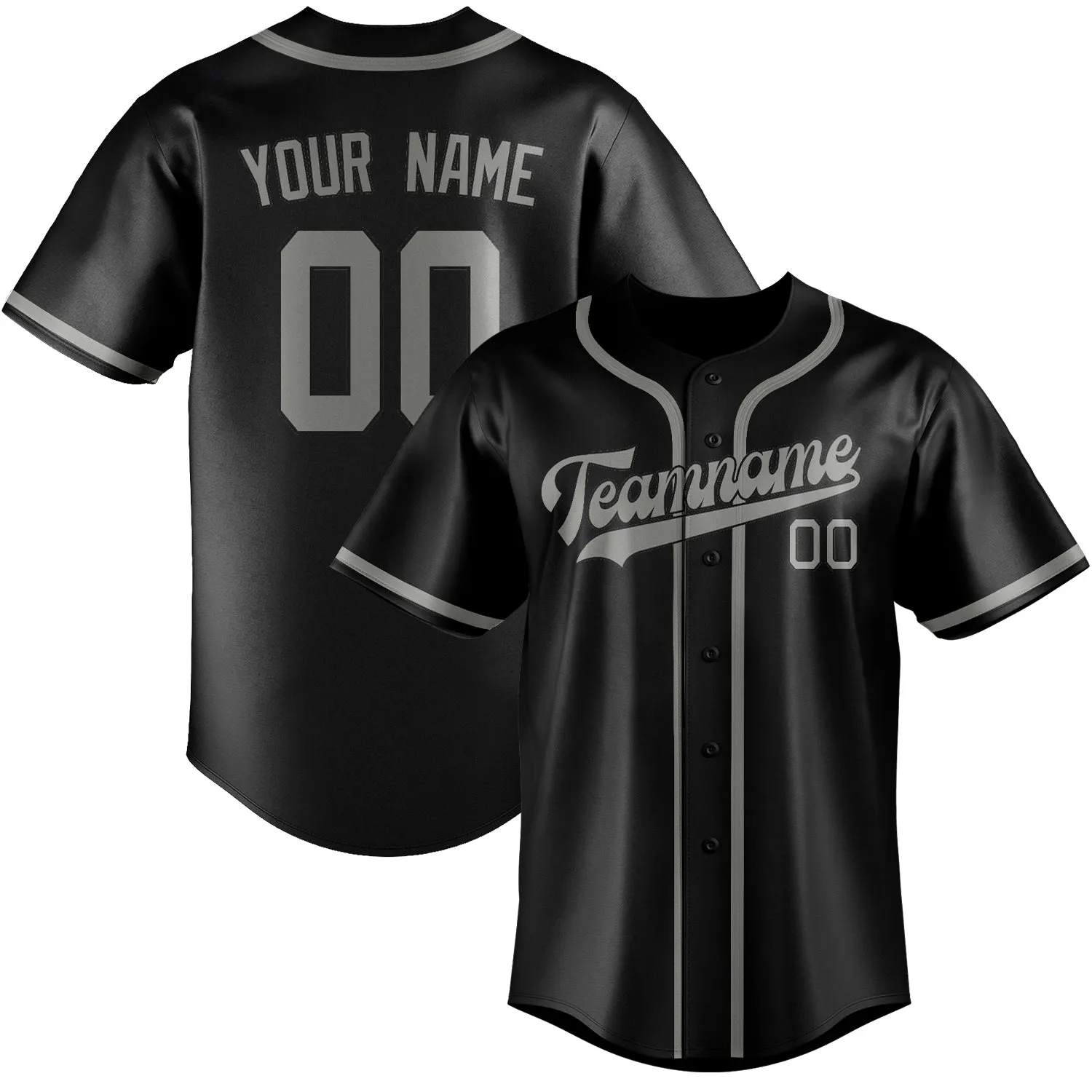Custom Black Gray Baseball Jersey sold by Tailorly