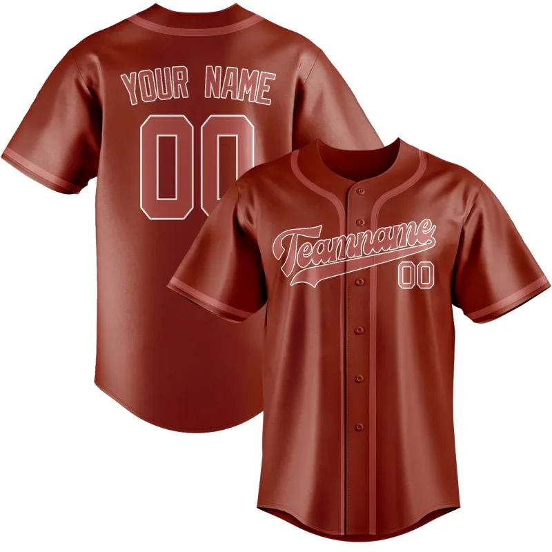 Custom Coral Red Copper Rose Baseball Jersey made by Tailorly
