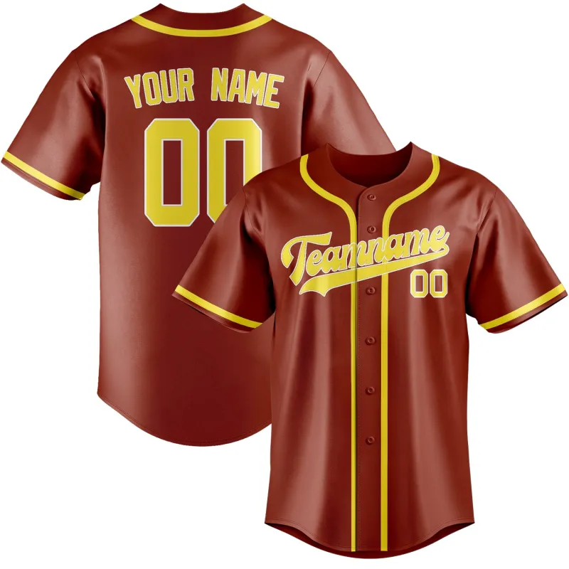 Custom Coral Red Light Yellow Baseball Jersey made by Tailorly