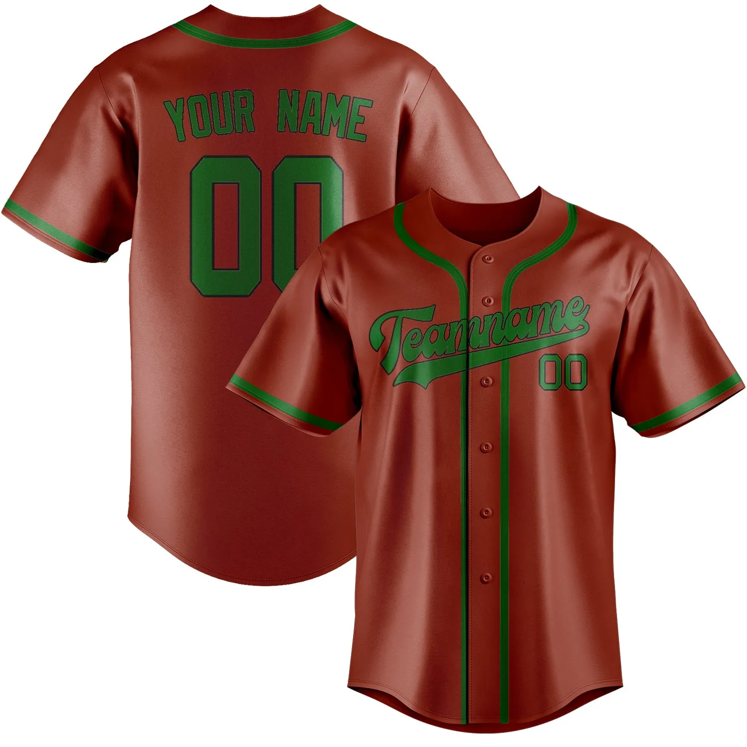 Custom Coral Red Emerald Green Baseball Jersey sold by Tailorly
