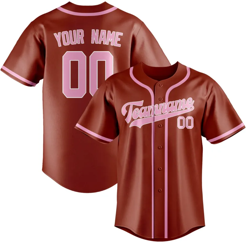 Custom Coral Red Light Pink Baseball Jersey made by Tailorly