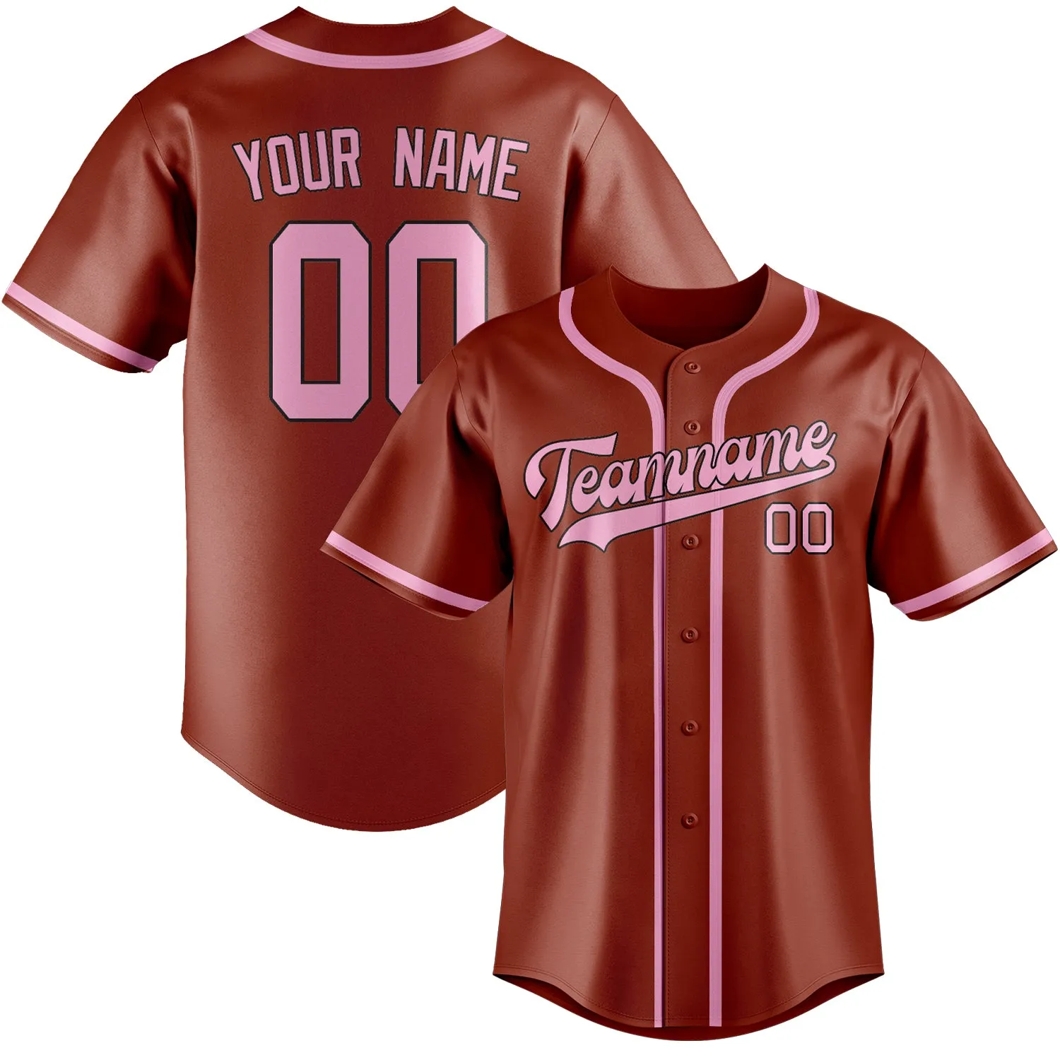 Custom Coral Red Light Pink Baseball Jersey sold by Tailorly