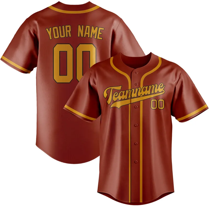 Custom Coral Red Yellow Baseball Jersey made by Tailorly