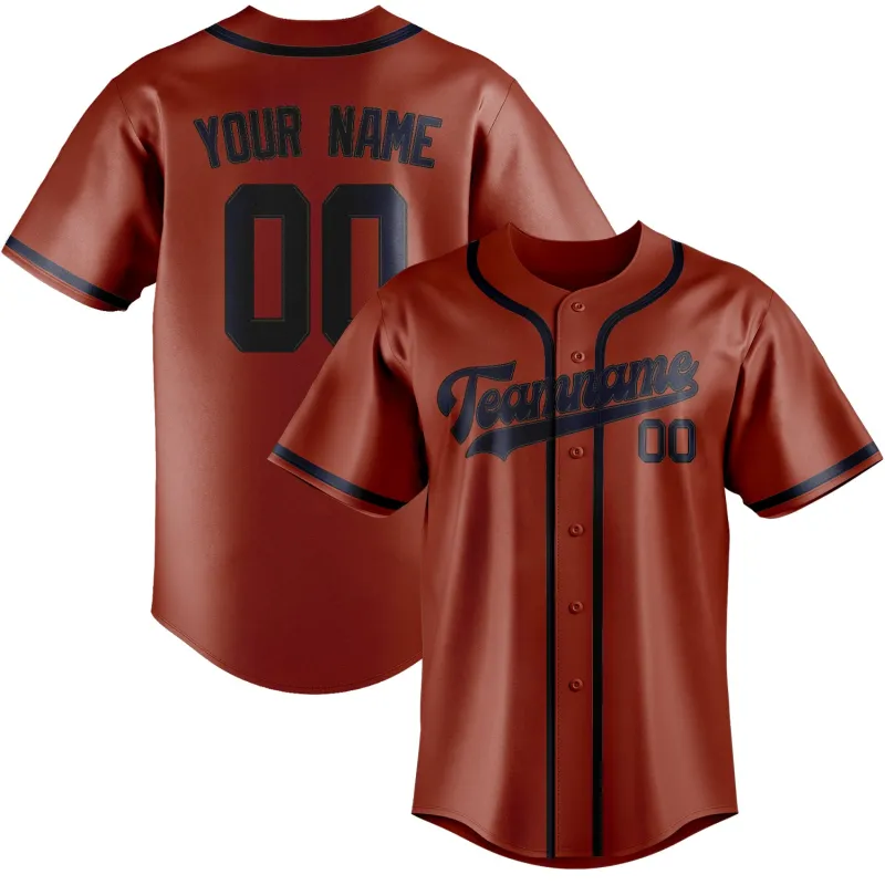 Custom Coral Red Navy Baseball Jersey made by Tailorly