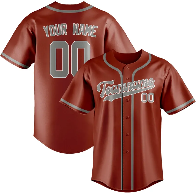 Custom Coral Red Gray Baseball Jersey made by Tailorly