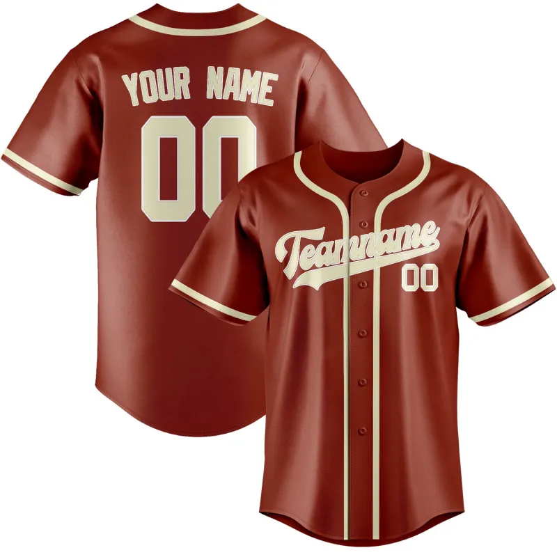 Custom Coral Red Cream Baseball Jersey made by Tailorly