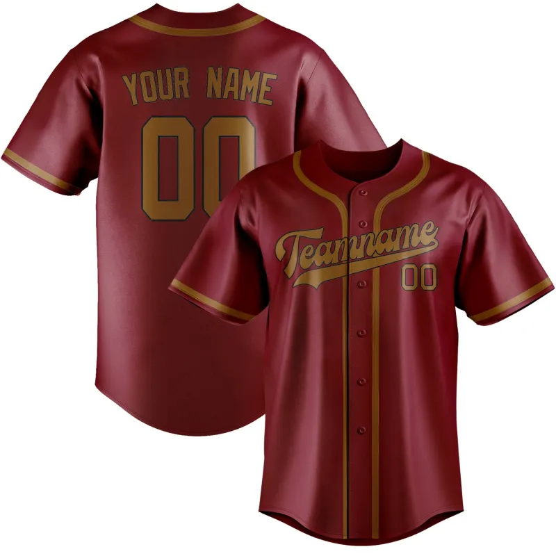 Custom Crimson Red Khaki Baseball Jersey made by Tailorly