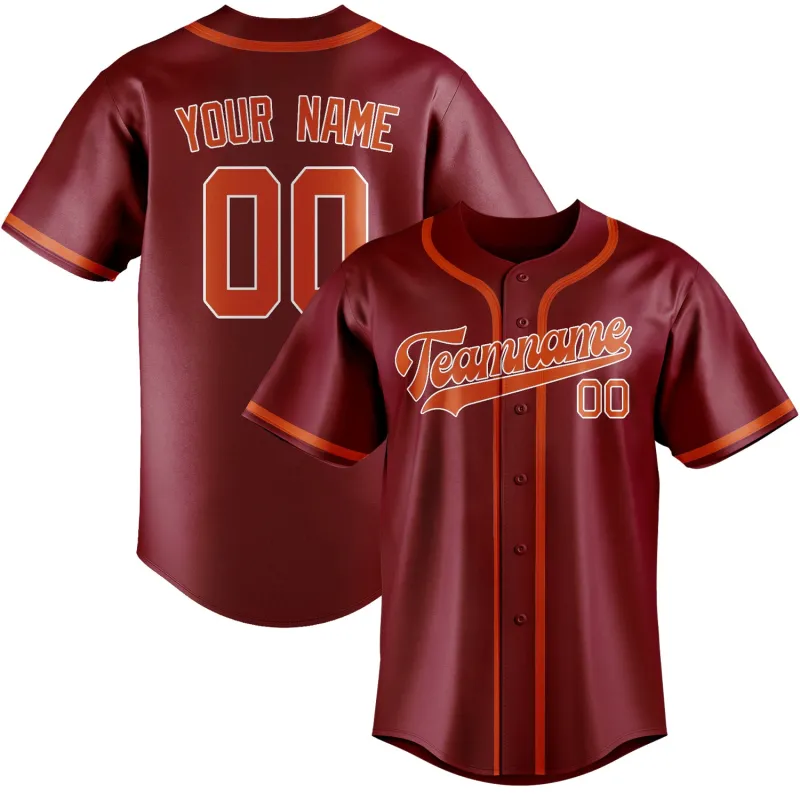 Custom Crimson Red Orange Red Baseball Jersey made by Tailorly