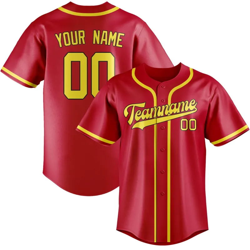 Custom Red Light Yellow Baseball Jersey made by Tailorly