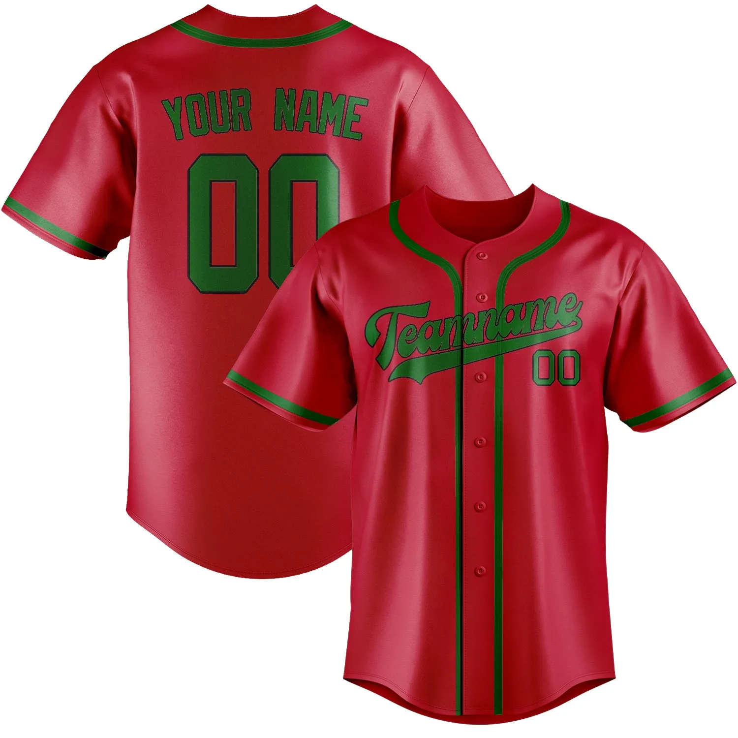 Custom Red Emerald Green Baseball Jersey sold by Tailorly