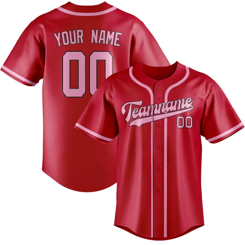 Custom Red Light Pink Baseball Jersey made by Tailorly