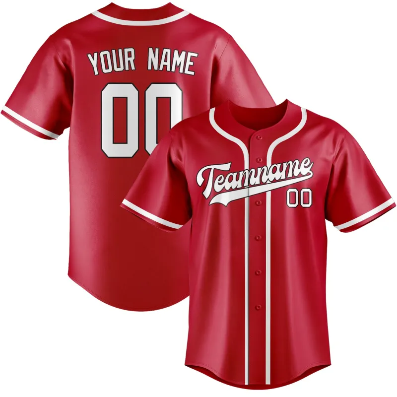 Custom Red White Baseball Jersey made by Tailorly