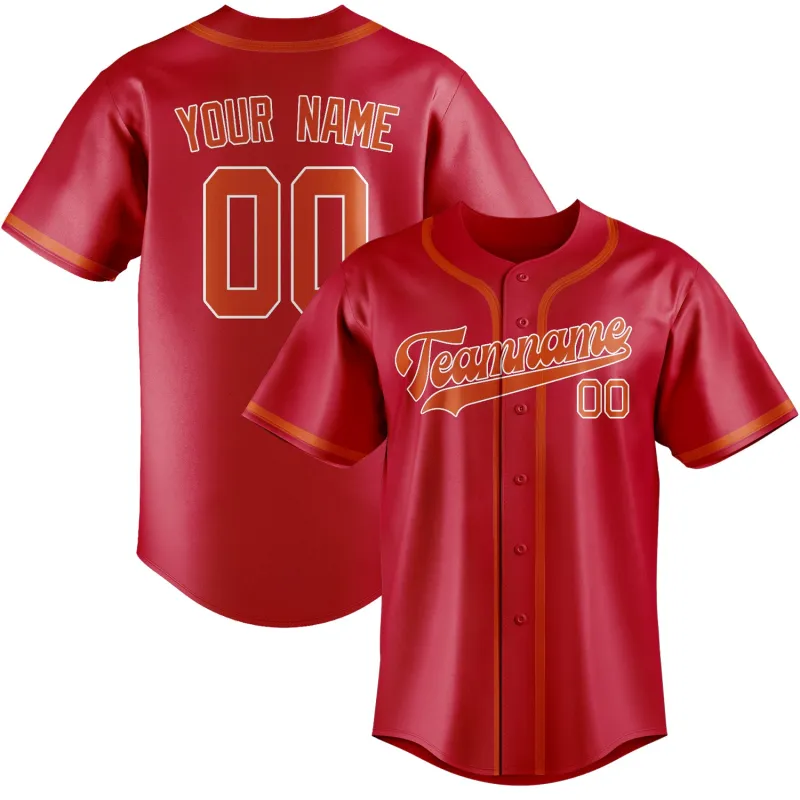 Custom Red Orange Red Baseball Jersey made by Tailorly