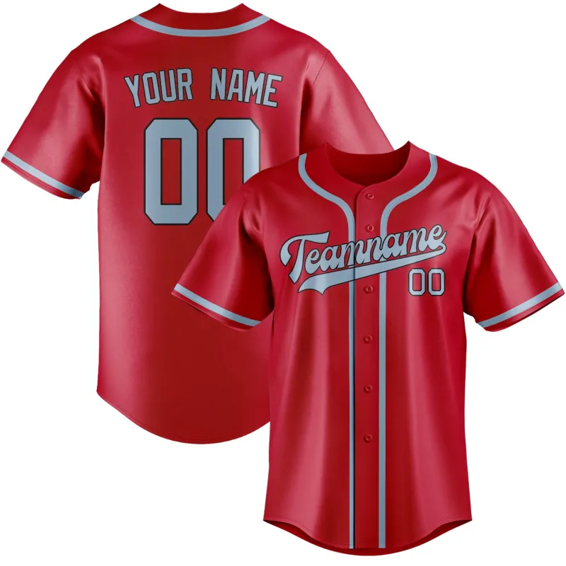 Custom Red Light Blue Baseball Jersey made by Tailorly