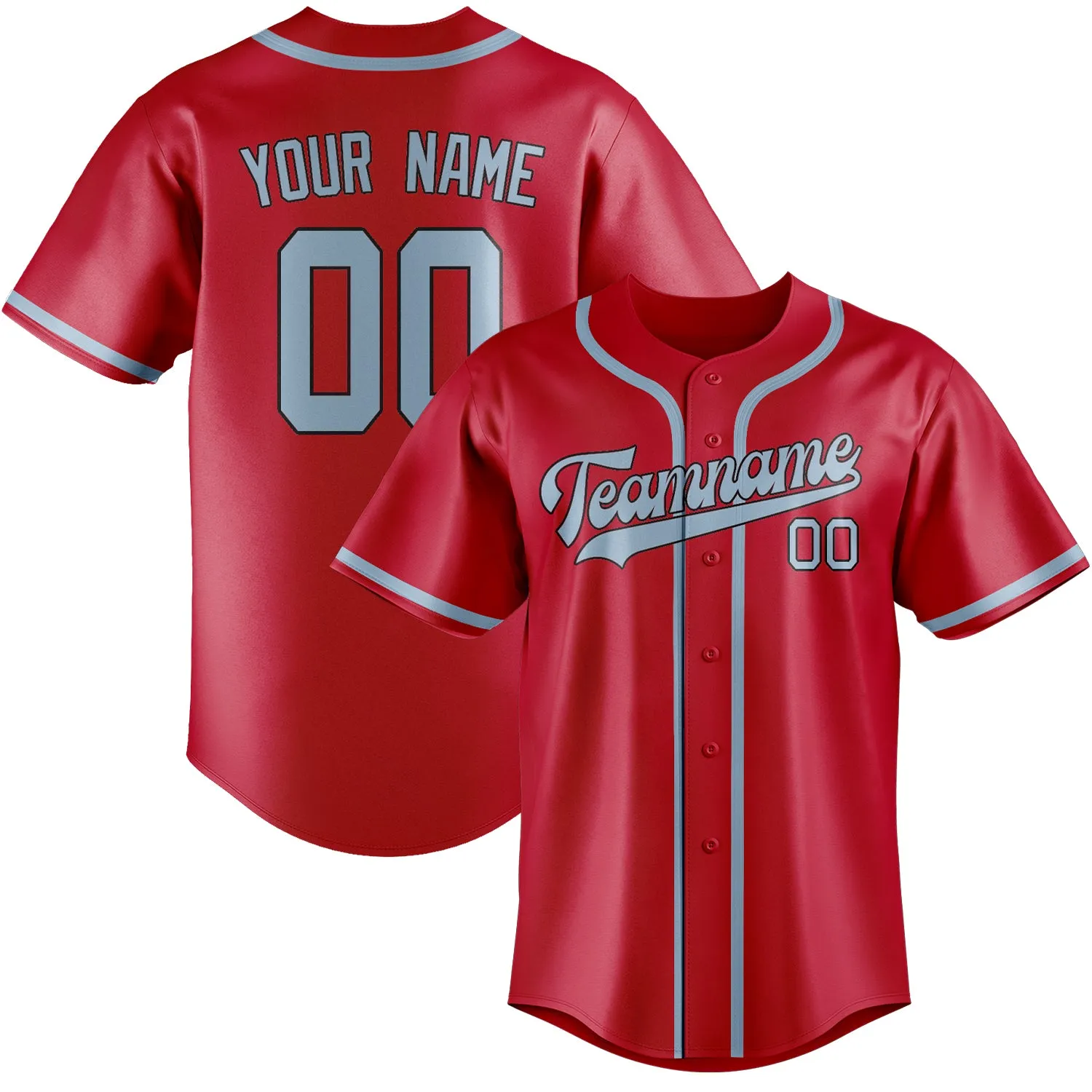 Custom Red Light Blue Baseball Jersey sold by Tailorly