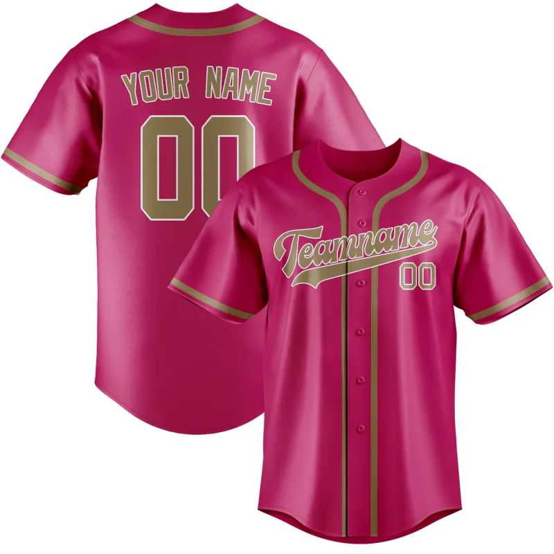 Custom Pink Light Khaki Baseball Jersey made by Tailorly