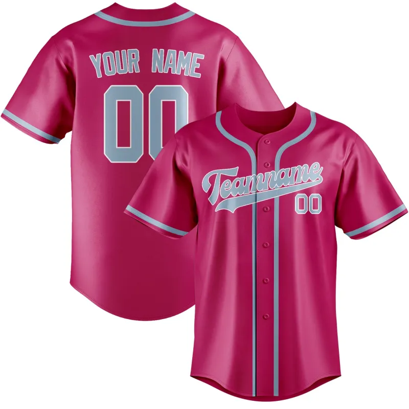 Custom Pink Light Blue Baseball Jersey made by Tailorly