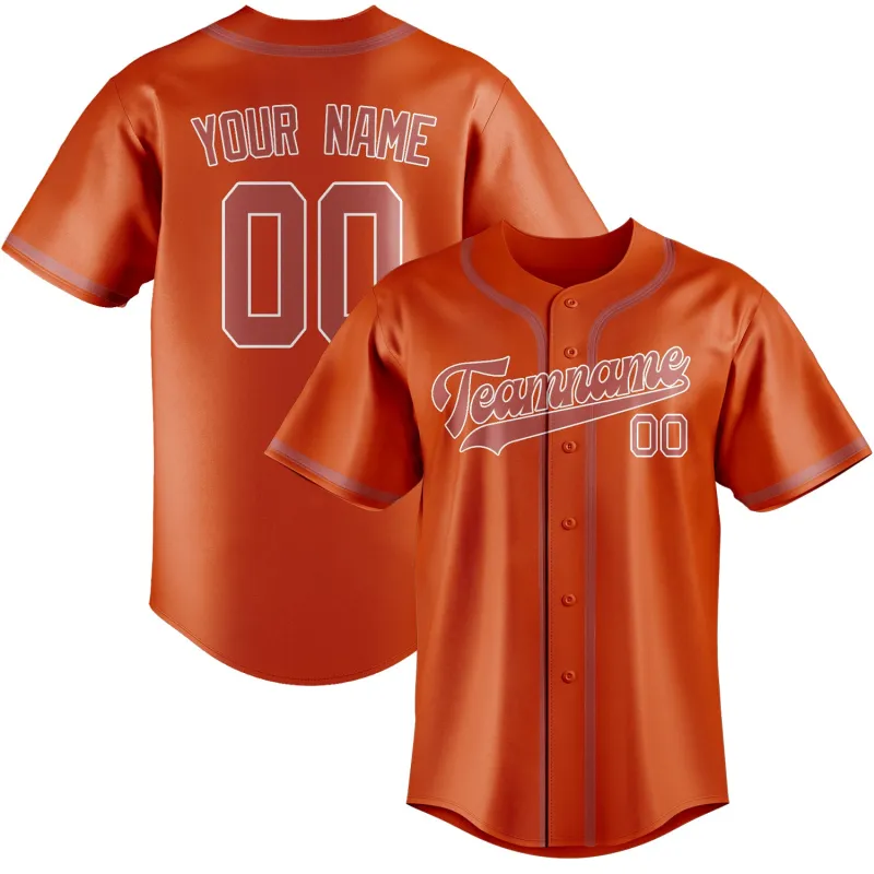 Custom Orange Red Copper Rose Baseball Jersey made by Tailorly