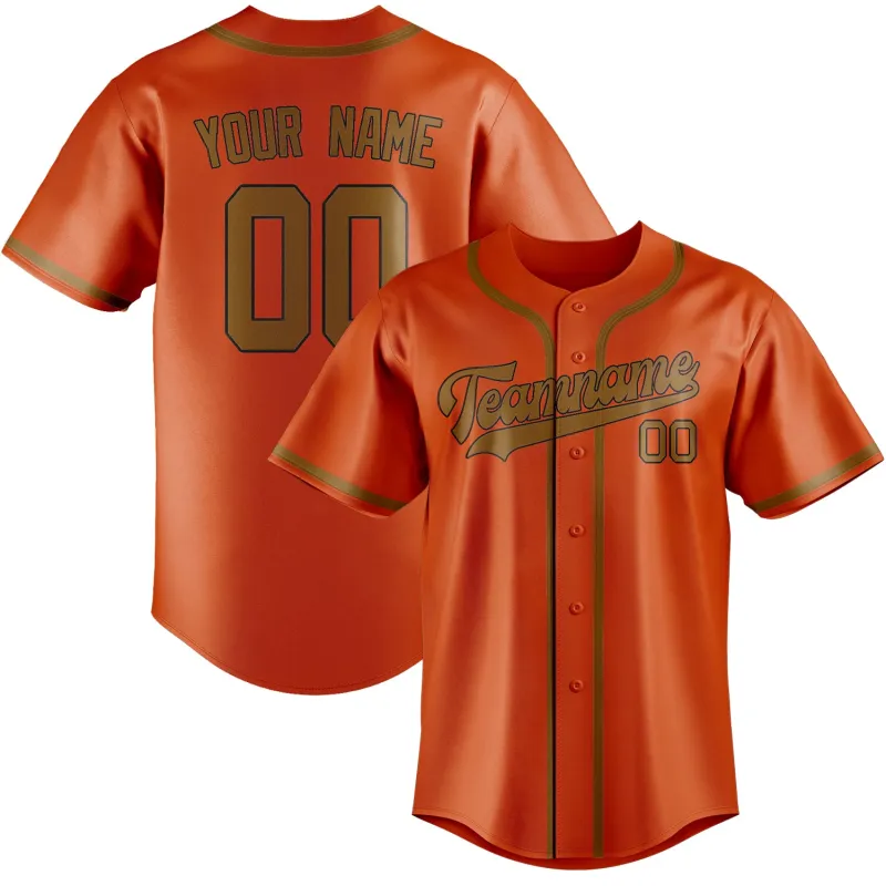 Custom Orange Red Khaki Baseball Jersey made by Tailorly
