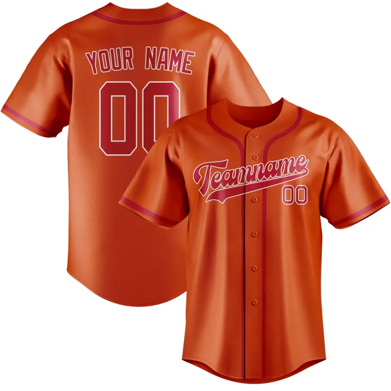 Custom Orange Red Red Baseball Jersey made by Tailorly