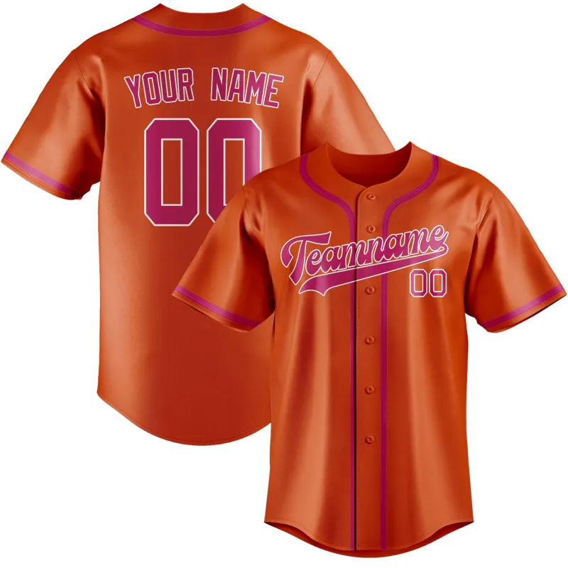 Custom Orange Red Pink Baseball Jersey made by Tailorly