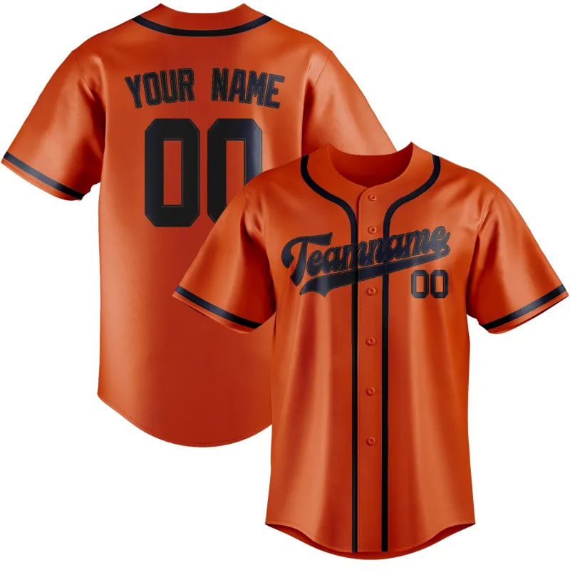 Custom Orange Red Navy Baseball Jersey made by Tailorly