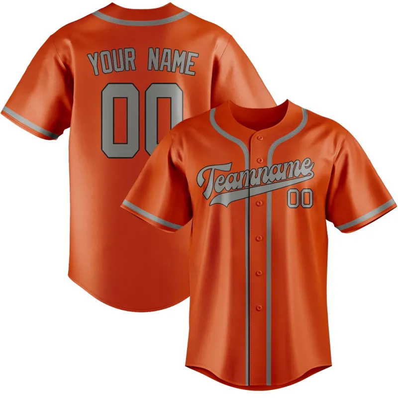 Custom Orange Red Gray Baseball Jersey made by Tailorly