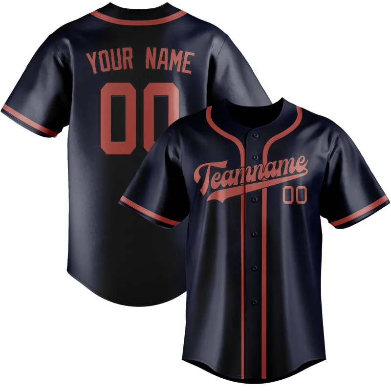 Custom Navy Copper Rose Baseball Jersey made by Tailorly