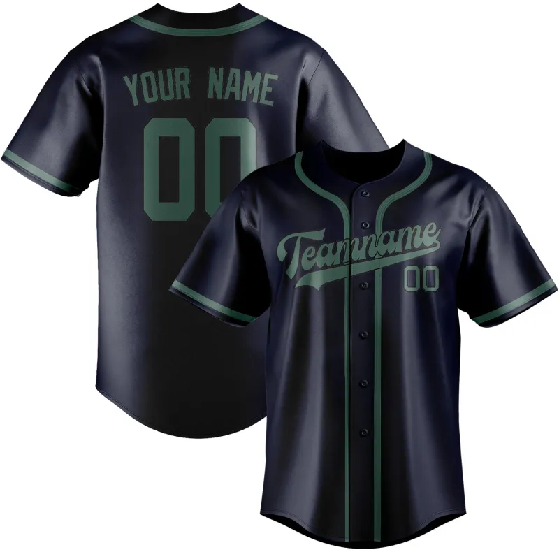 Custom Navy Blue Green Baseball Jersey made by Tailorly
