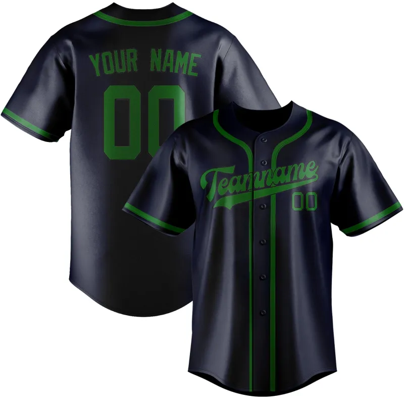 Custom Navy Emerald Green Baseball Jersey made by Tailorly