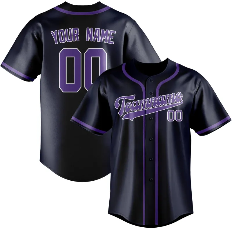 Custom Navy Light Purple Baseball Jersey made by Tailorly