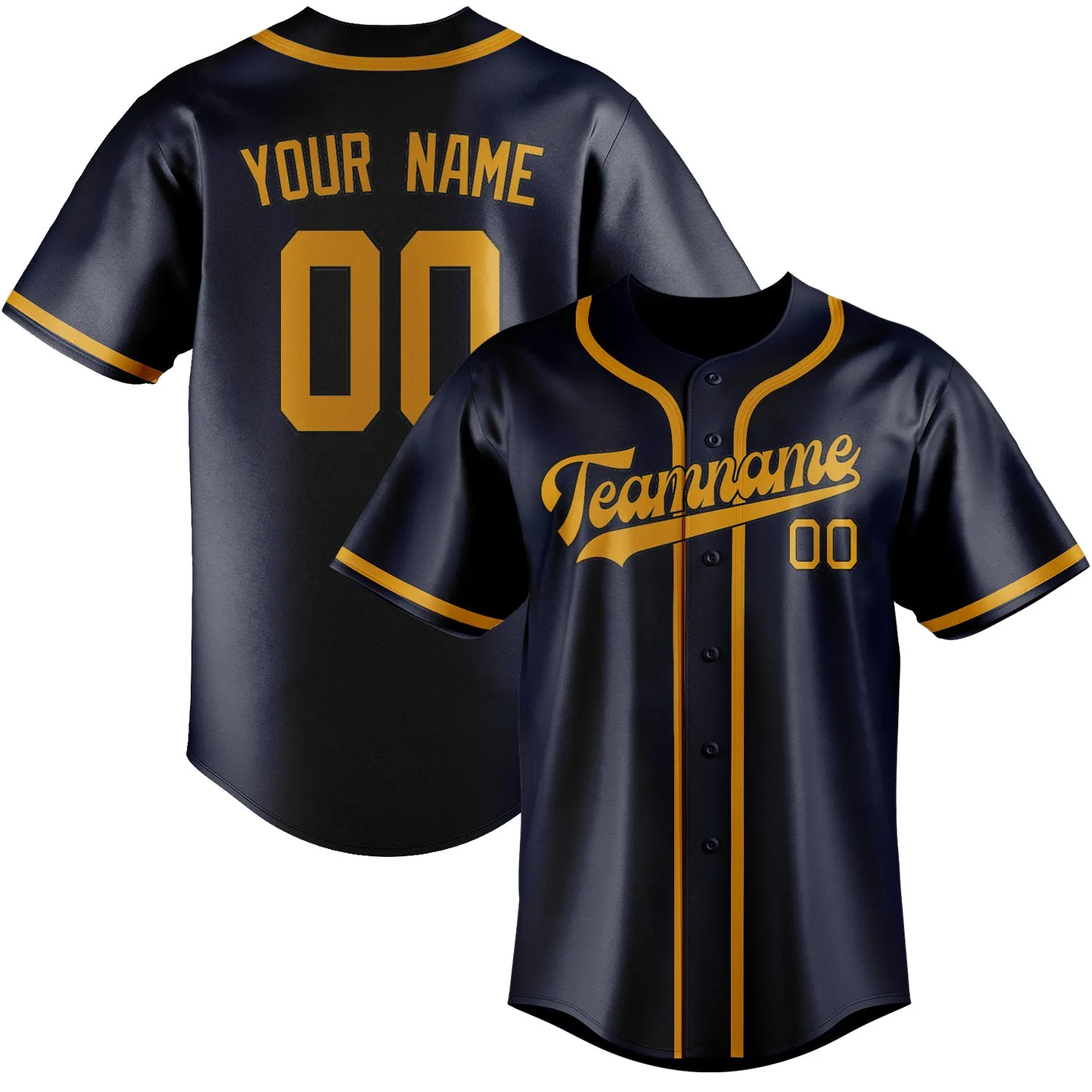Custom Navy Yellow Baseball Jersey sold by Tailorly