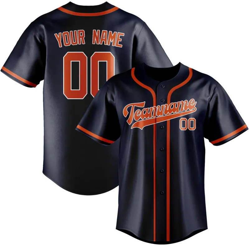 Custom Navy Orange Red Baseball Jersey made by Tailorly