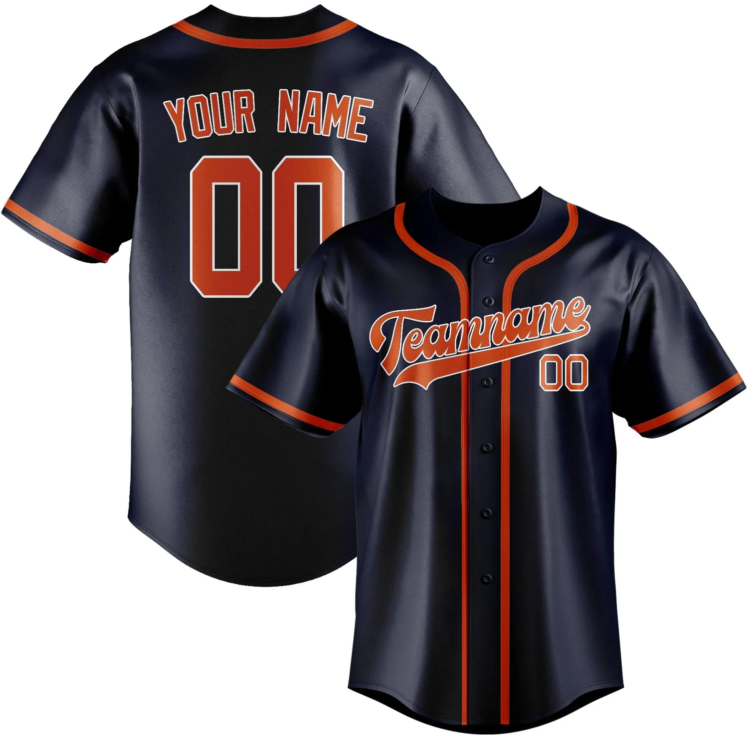 Custom Navy Orange Red Baseball Jersey sold by Tailorly