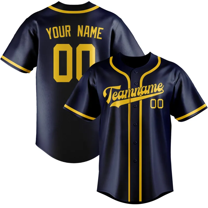 Custom Blue Gold Baseball Jersey made by Tailorly