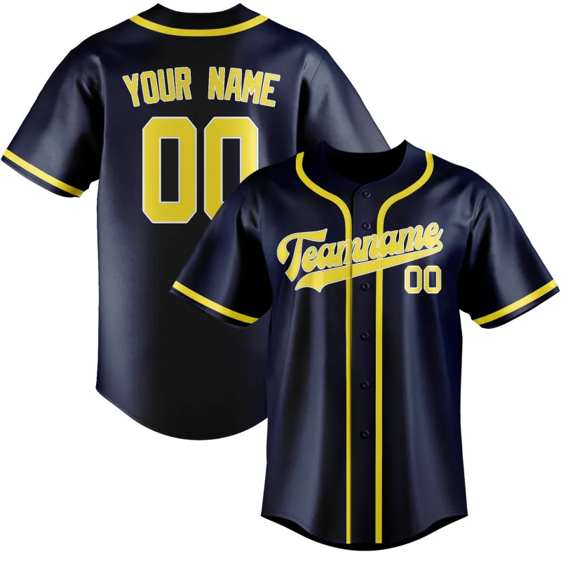 Custom Blue Light Yellow Baseball Jersey made by Tailorly