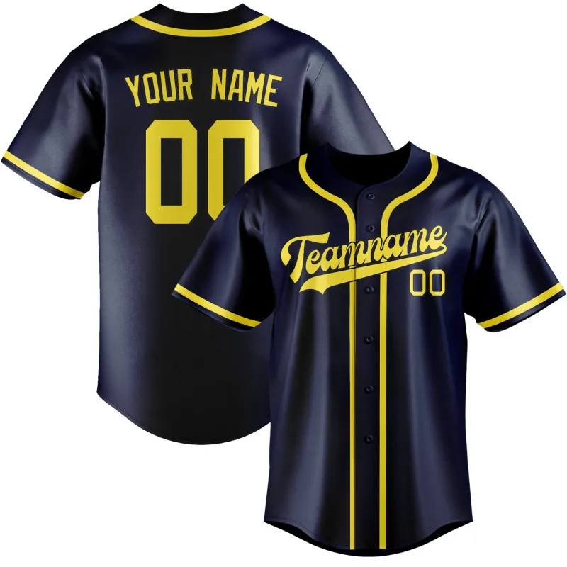 Custom Blue Light Yellow Baseball Jersey made by Tailorly