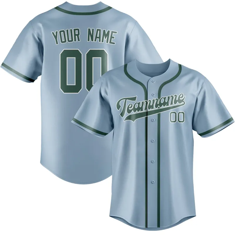 Custom Light Blue Blue Green Baseball Jersey made by Tailorly