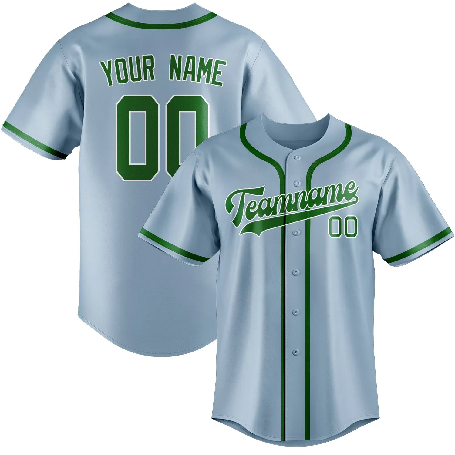 Custom Light Blue Emerald Green Baseball Jersey sold by Tailorly