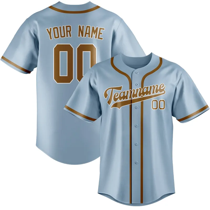 Custom Light Blue Khaki Baseball Jersey made by Tailorly