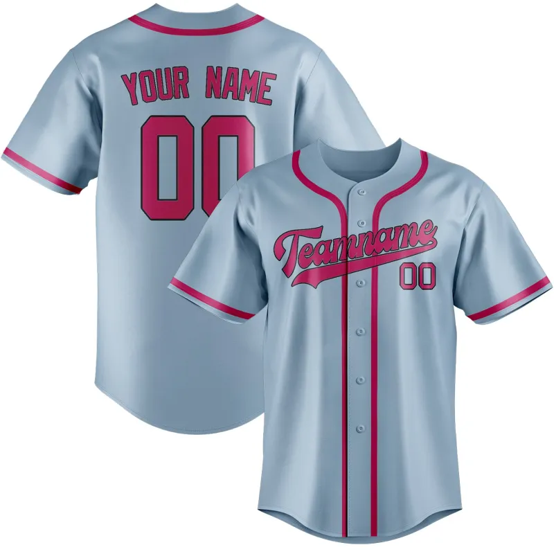 Custom Light Blue Pink Baseball Jersey made by Tailorly