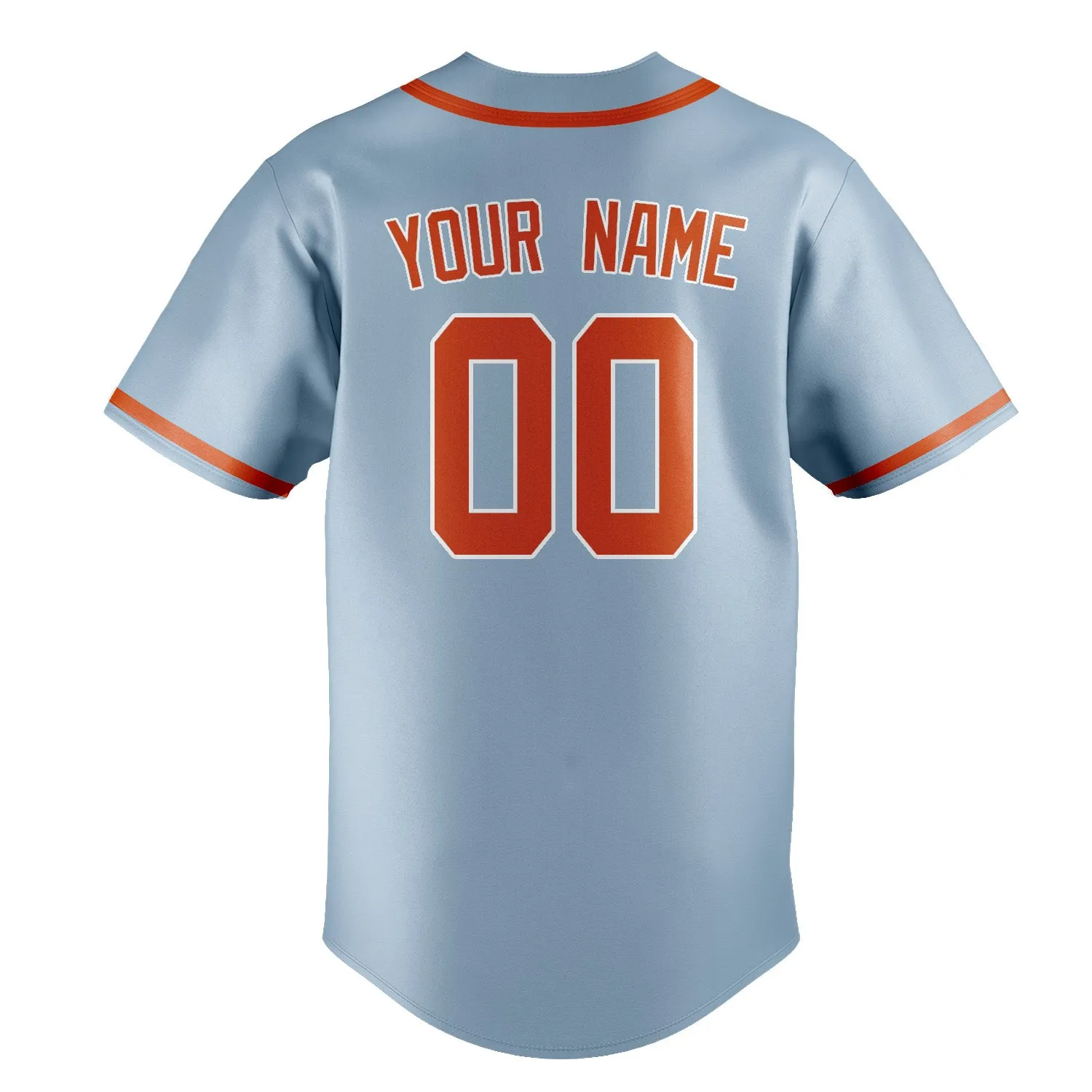 Custom Light Blue Orange Red Baseball Jersey sold by Tailorly product image thumbnail 3