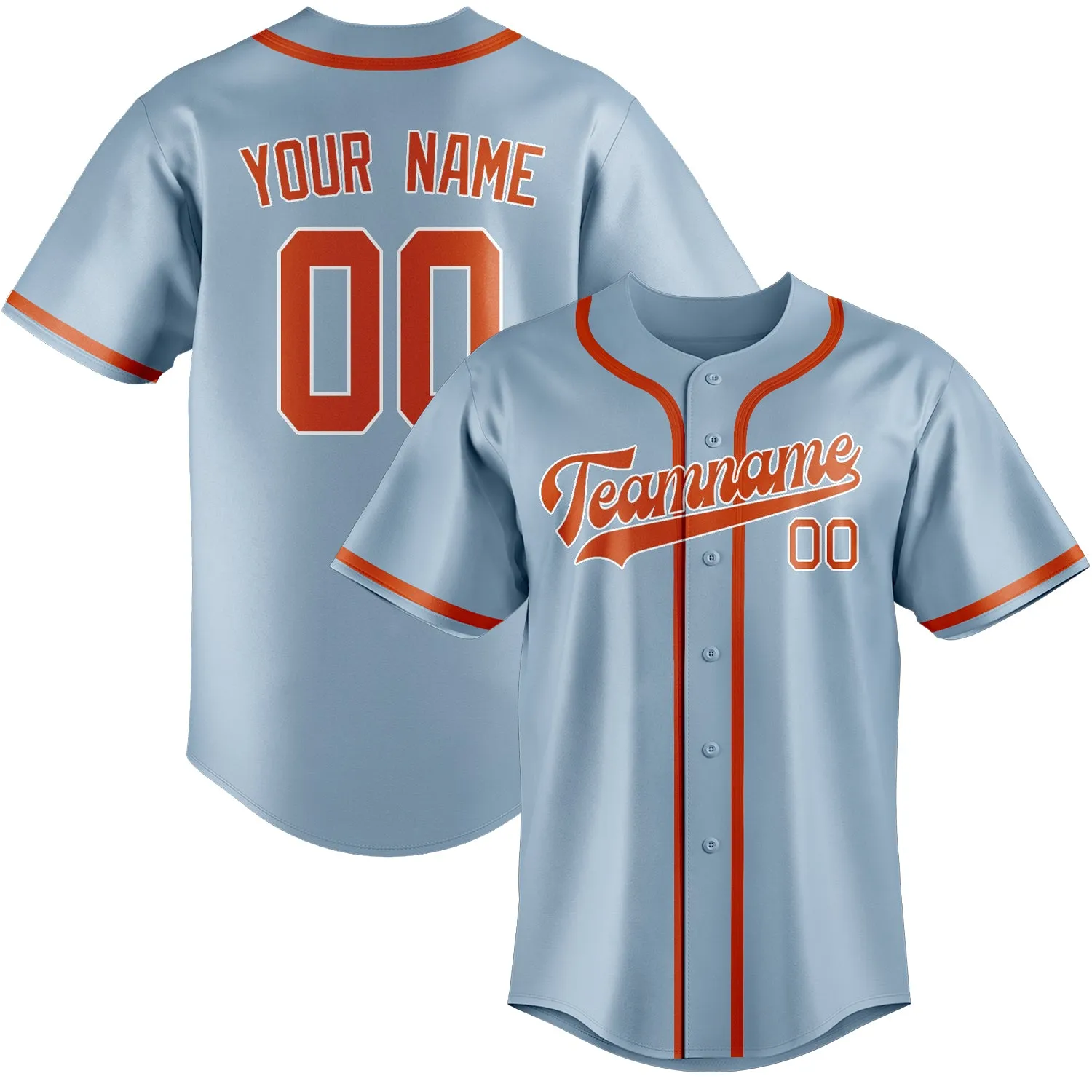 Custom Light Blue Orange Red Baseball Jersey sold by Tailorly