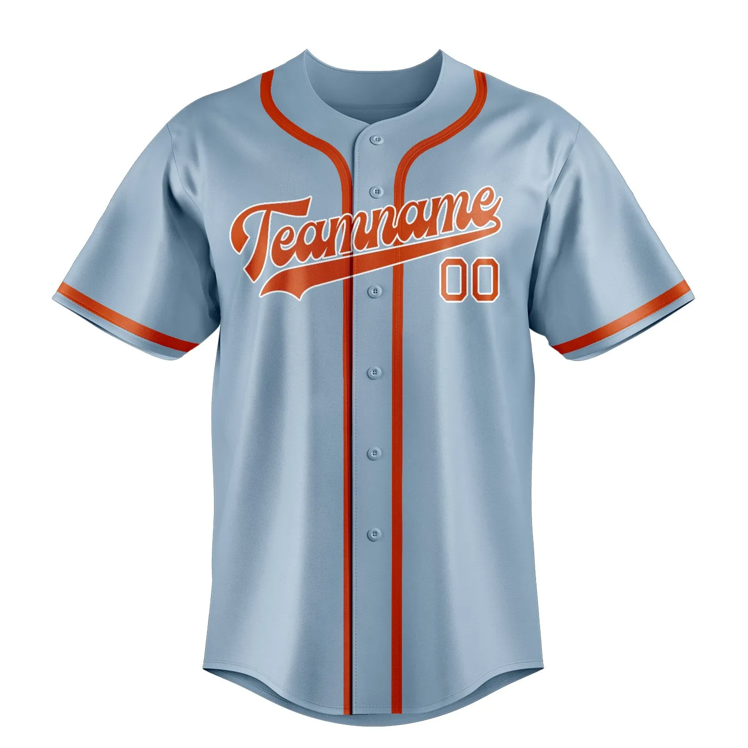 Custom Light Blue Orange Red Baseball Jersey sold by Tailorly product image thumbnail 2