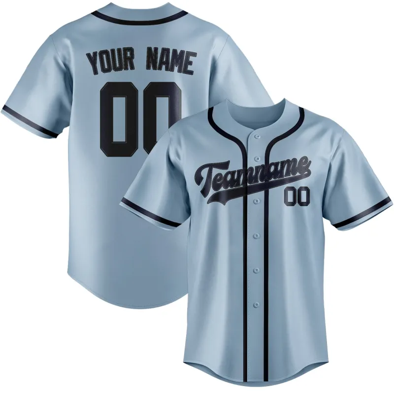 Custom Light Blue Navy Baseball Jersey made by Tailorly
